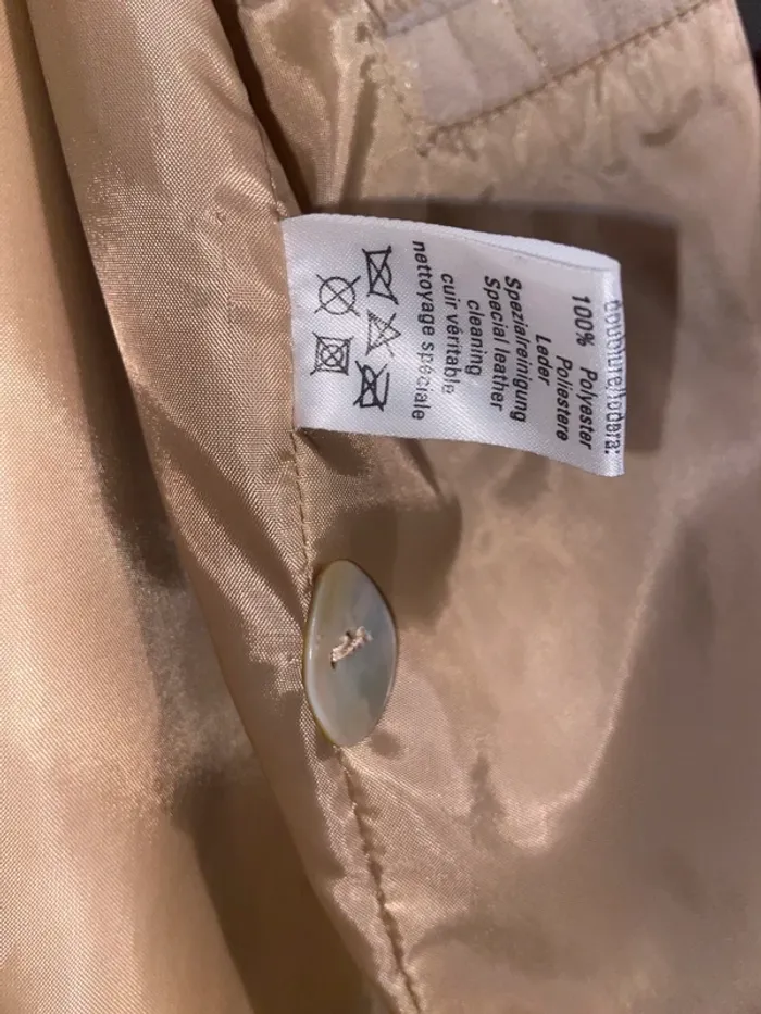Veste beige en cuir véritable - photo numéro 5