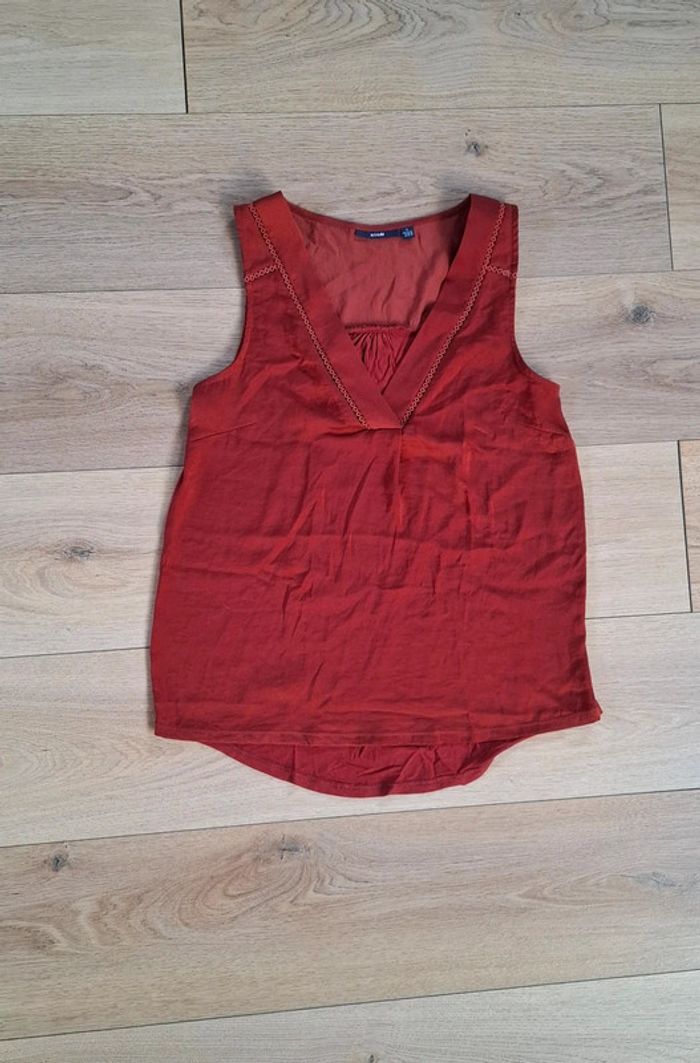 Blouse/Débardeur col V brique/terra cota kiabi taille S