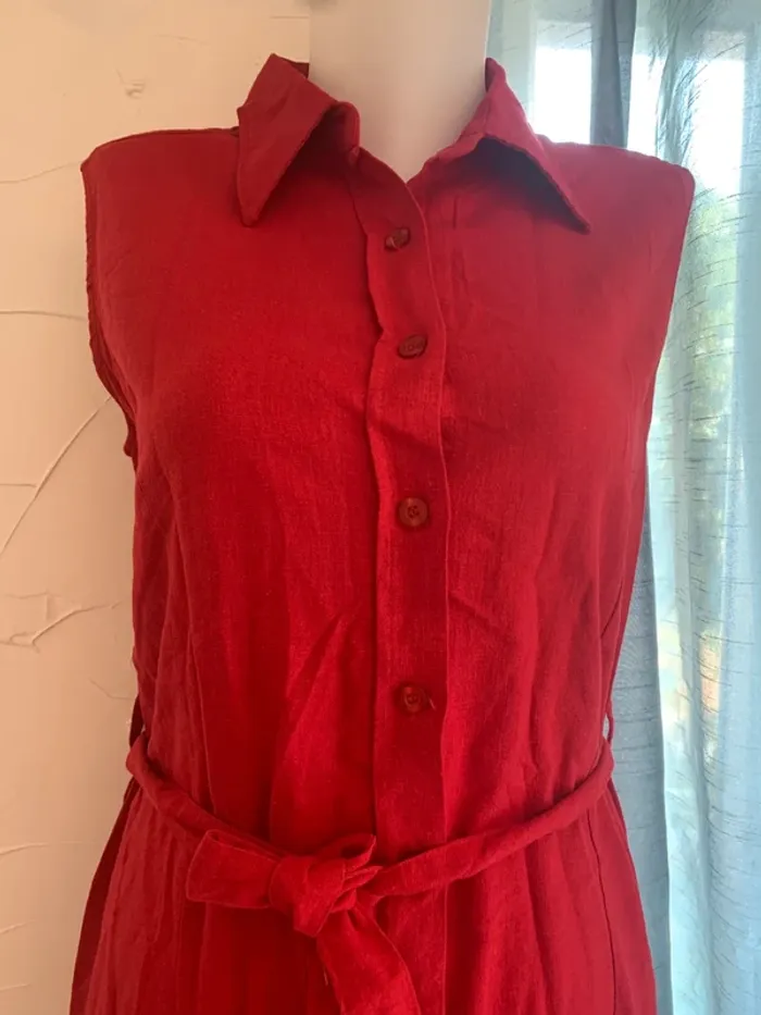 Robe Tavia  Lucci taille 44 longue rouge 55%lin - photo numéro 3