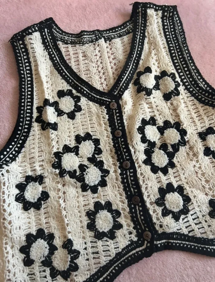 Haut gilet crochet vintage - photo numéro 4