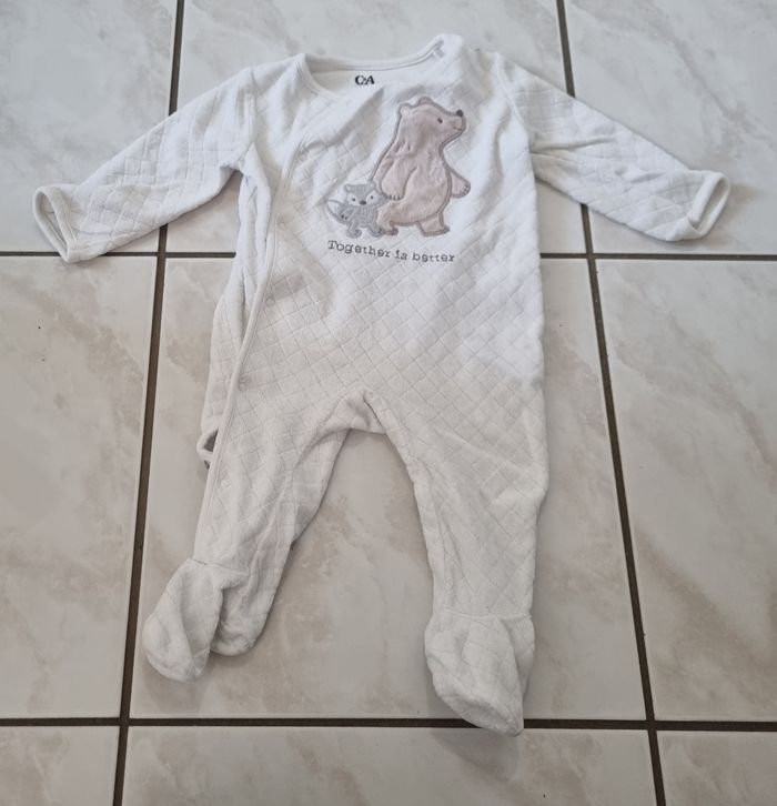 pyjama blanc hiver bébé C&A mixte taille 6 mois