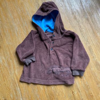 Sweat-shirt à capuche en éponge marron avec motif chien taille 86