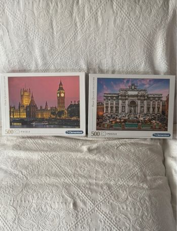 Lot de deux puzzles 500 pièces : fontaine di Trevi + Londres