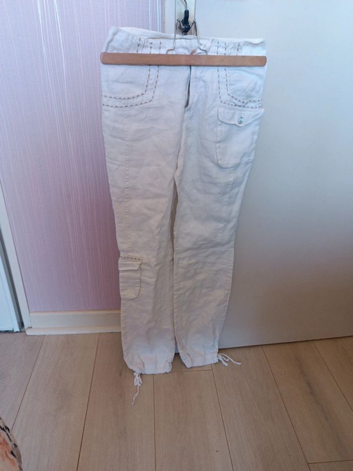 Pantalon lin blanc 34