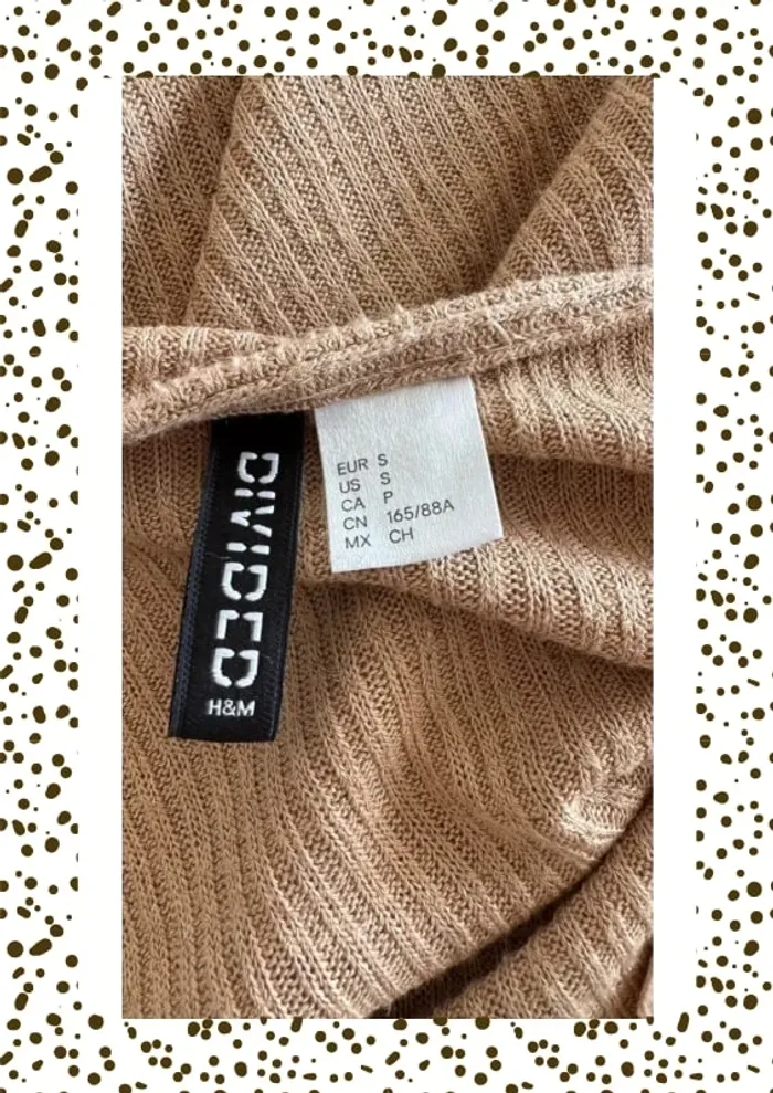 Pull léger col en V avec laçage marron H&M - photo numéro 4