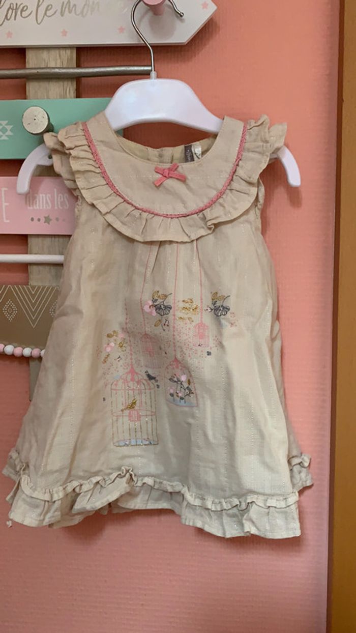 Adorable robe oiseaux et cages orchestra 6 mois