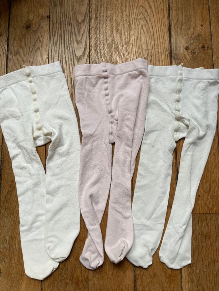 Lot 3 collants cachemire crème et rose Calzedonia 6-12mois