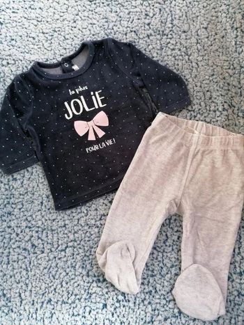 Pyjama velour 2 pièces fille taille 9 mois