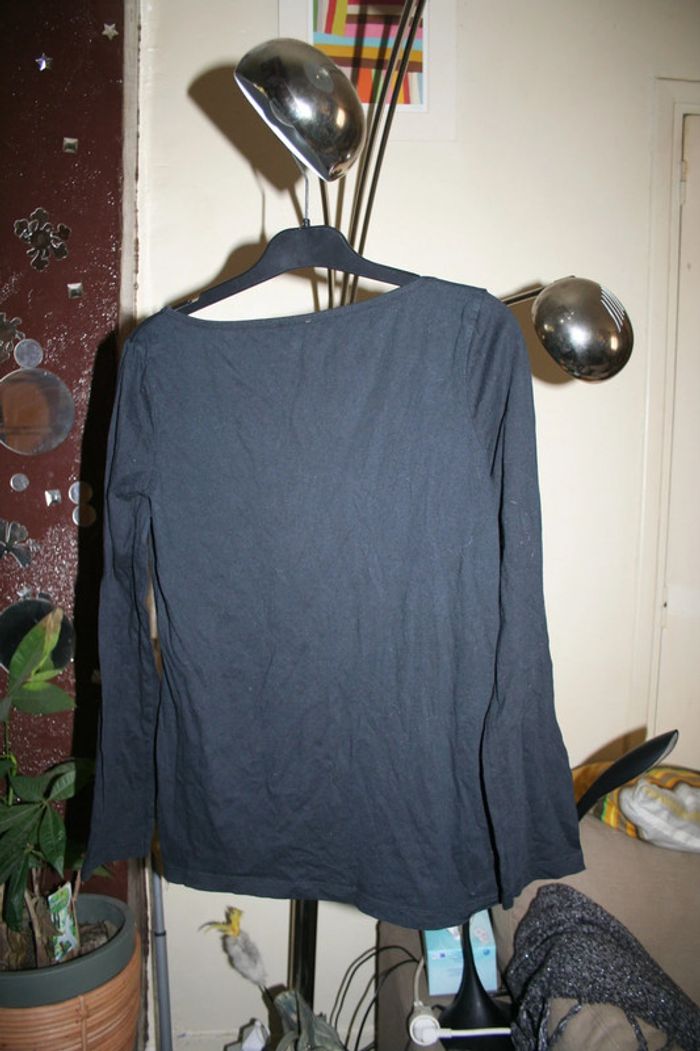 🌸Tee-shirt noir pailletés manches longues "black out" Taille 40 🌸 - photo numéro 3