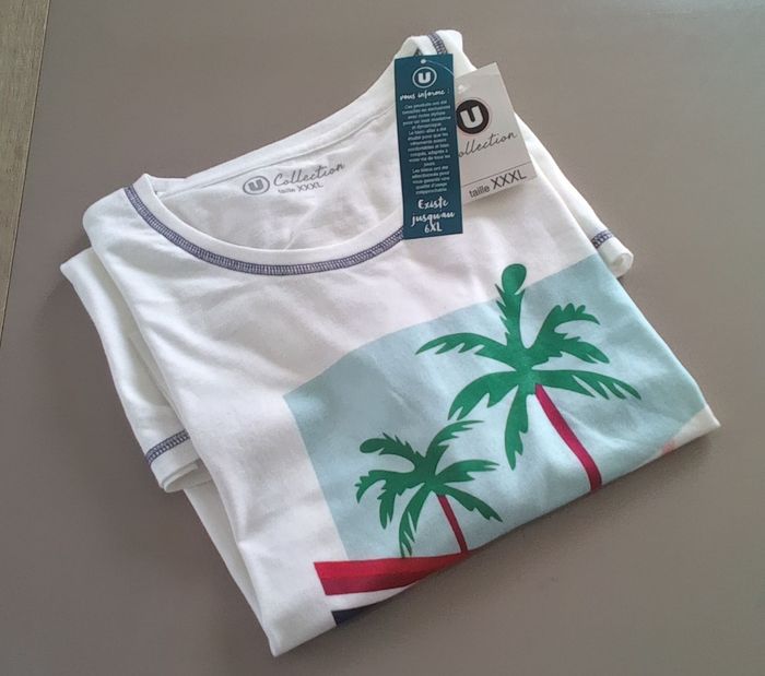 T-shirt manches courtes marque U collection taille XXXL/3XL couleur blanc à motif pour homme - photo numéro 6