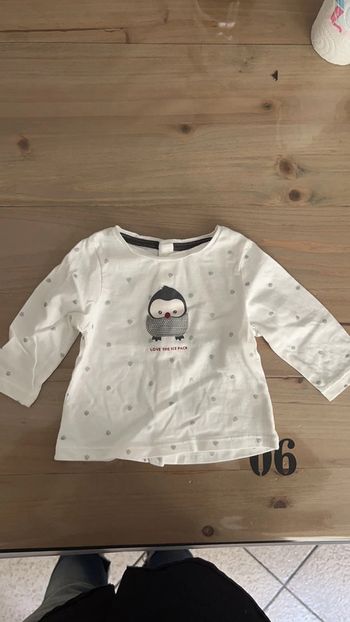T-shirt manche longue blanc obaibi 3 mois