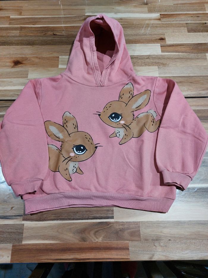 Sweat à capuche rose avec lapins