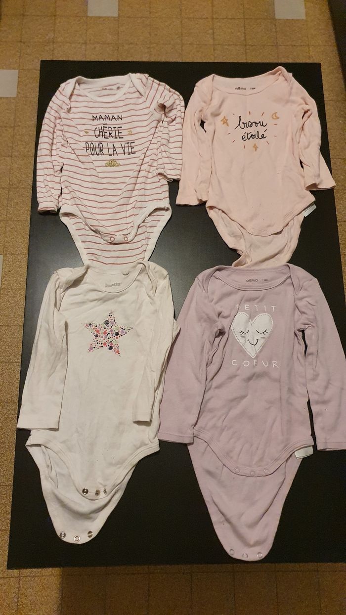 Lot de 9 bodies + 2 pantalons pyjama fille 18 mois - photo numéro 3