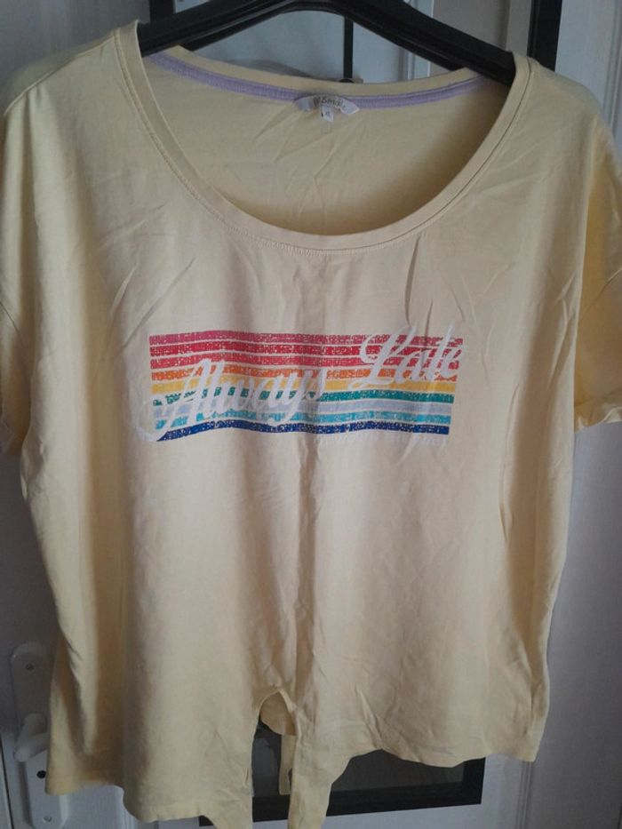 T-shirt jaune ms mode 100% coton