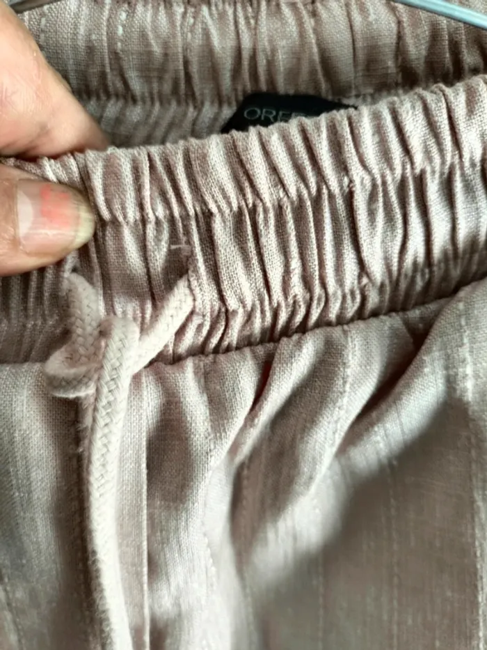 Pantalon beige rose tissé à élastique taille s - photo numéro 7