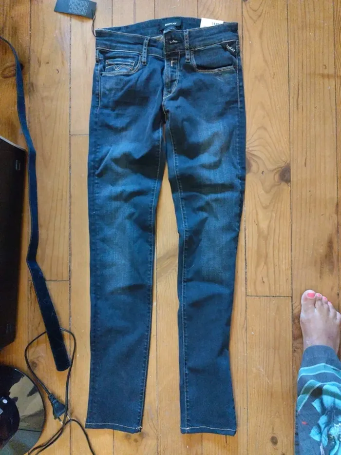 Jean skinny stretch denim Replay 25x 30 us bleu marine - photo numéro 4