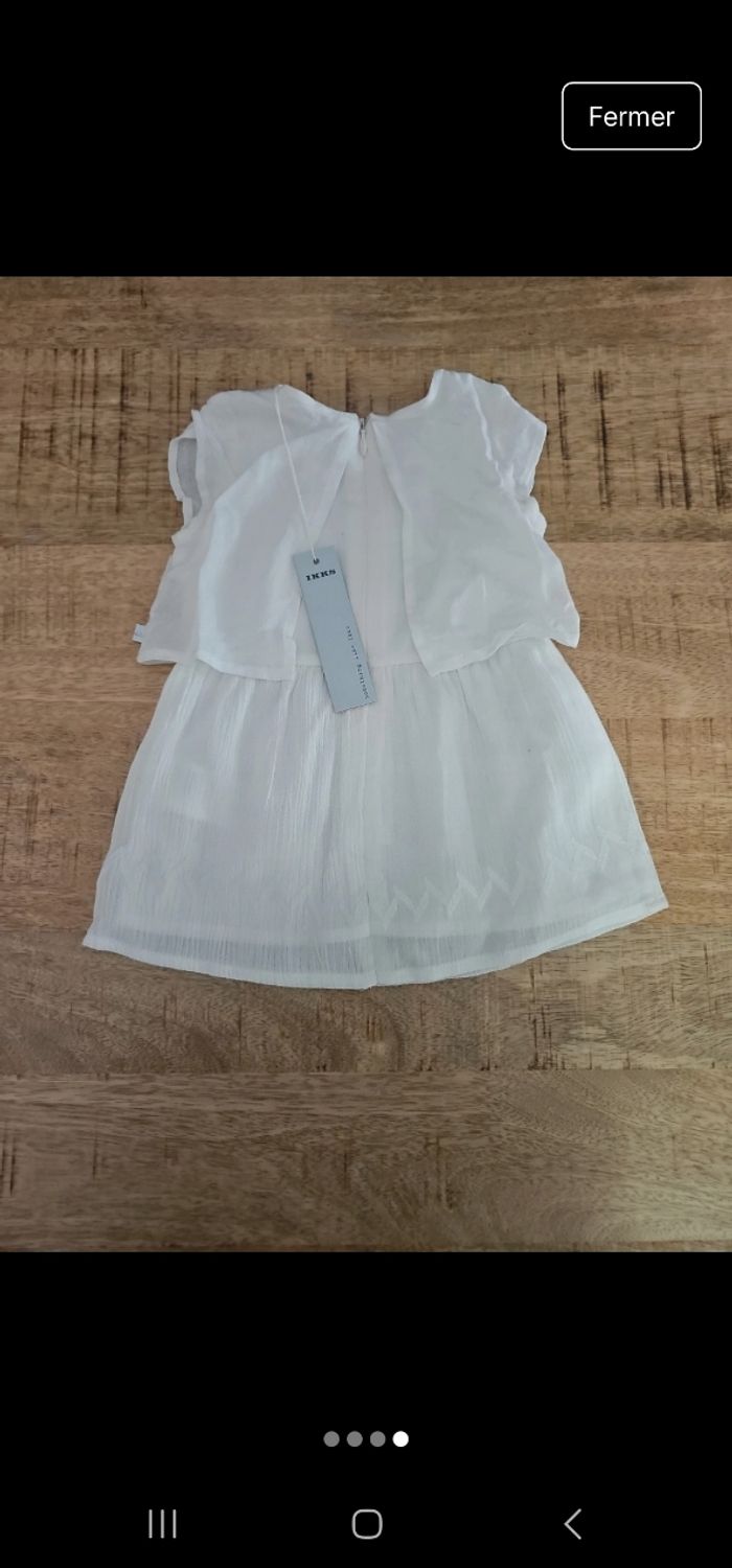Magnifique robe ceremonie blanche bébé fille 6 mois ikks neuve ideal baptême mariage ( valeur neuve 59e) - photo numéro 4
