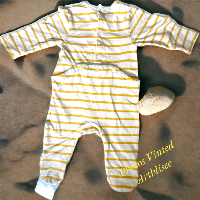 Pyjama marinière jaune Marese 3 mois TBE (11€) - photo numéro 4