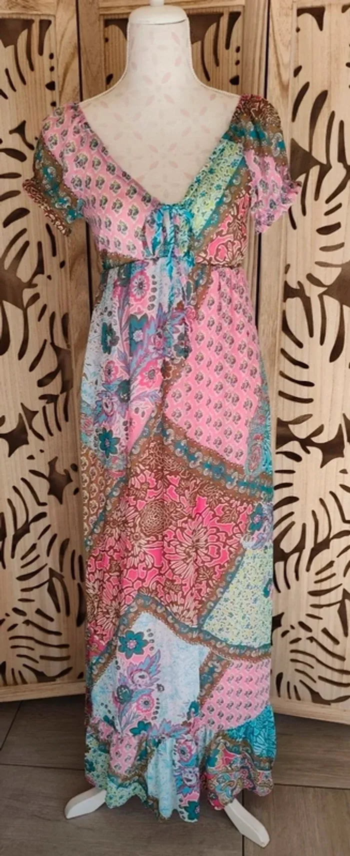 Robe longue imprimée T 1 Maille Demoiselle