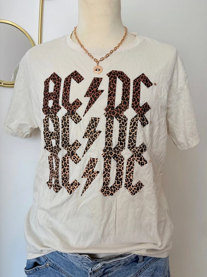 T-shirt crème imprimé léopard dégradé ACDC taille M