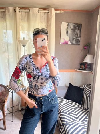 Top cerise vintage bohème champêtre destroy y2k grunge gothic cargo baggy
