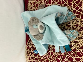 Doudou plat Chien bleu gris Gaston et Cyril NATTOU