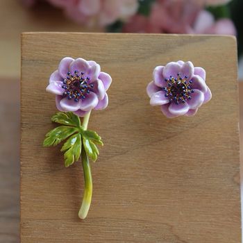 Boucles d’oreilles tiges bohème anémone