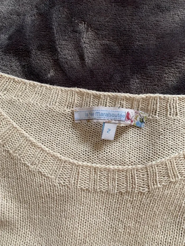 Pull crème en maille La Fée Maraboutée taille 2 - photo numéro 6