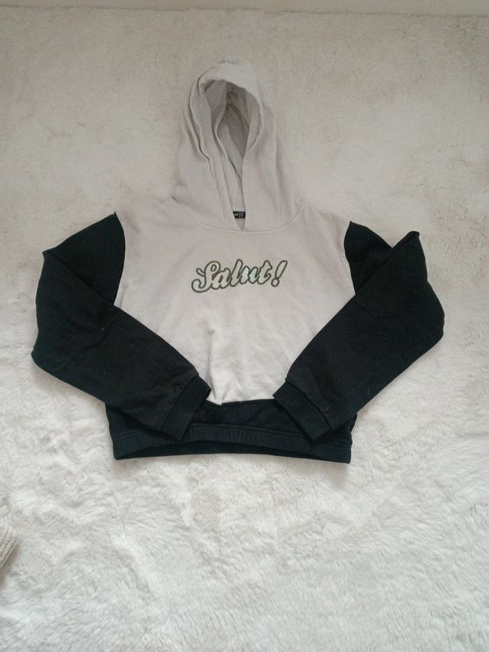 Sweat blanc noir court 12 ans