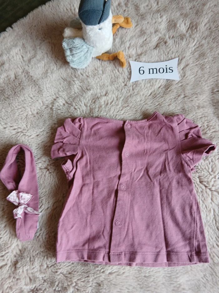 Ensemble T-shirt MC et bandeau assorti 6 mois - photo numéro 2