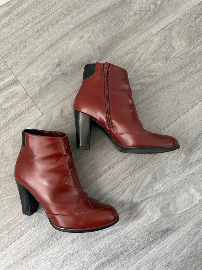 Bottines en cuir marron rouille Alfie Karine Arabian T37,5 - photo numéro 3