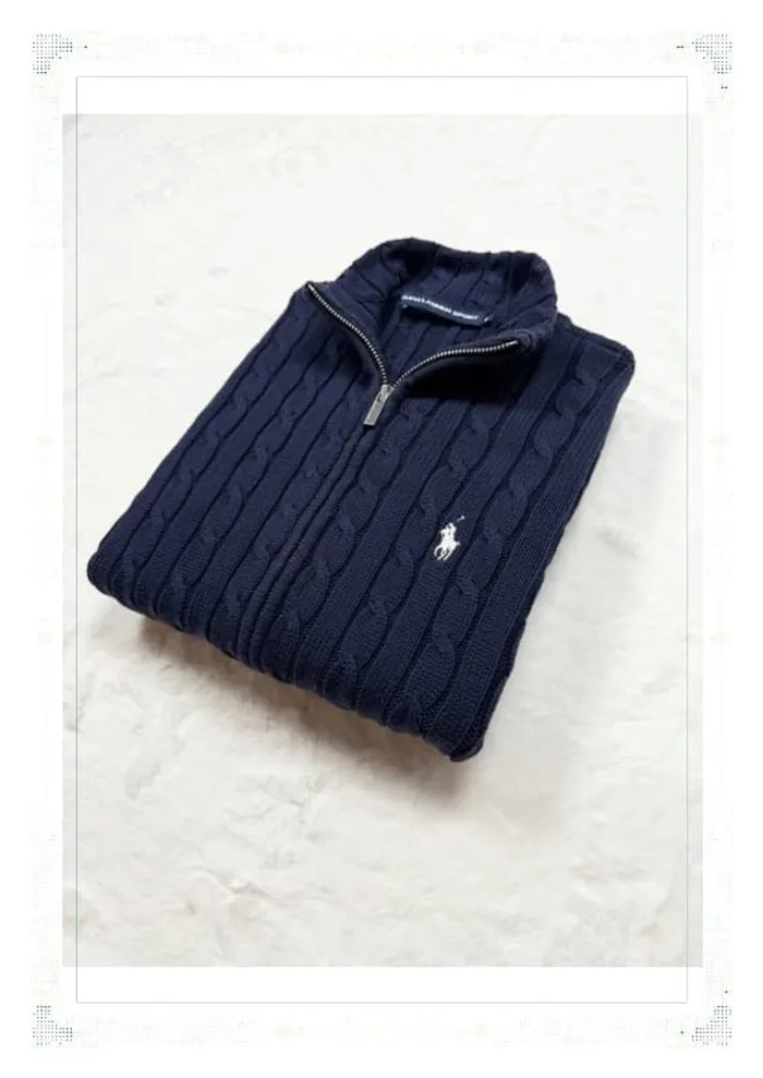Ralph Lauren veste zippé torsadé bleu marine femme taille M coton