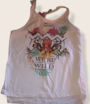 T shirt fille thème tigre fermeture à l’arrière