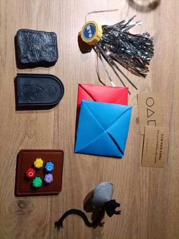 Lot 5 mini jeux série Squid Game (Ddakji, Gonggi osselets, pierre ) + carte visite