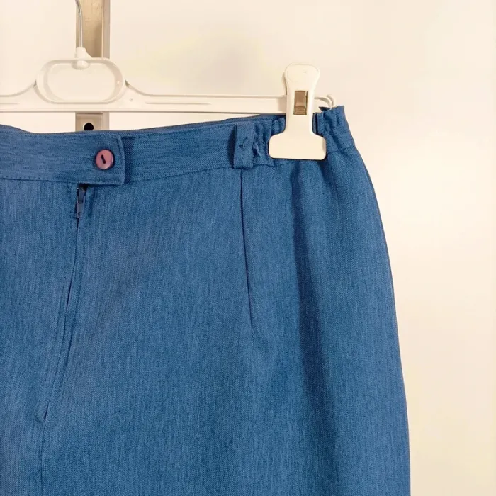 Tailleur vintage bleu Anouk 2 pièces – blazer et jupe boutonnée, taille 44 A1065 - photo numéro 19