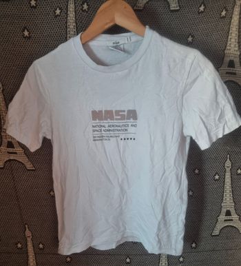 T-shirt blanc avec écriture Nasa phosphorescent taille xxs (12ans) BZB mixte