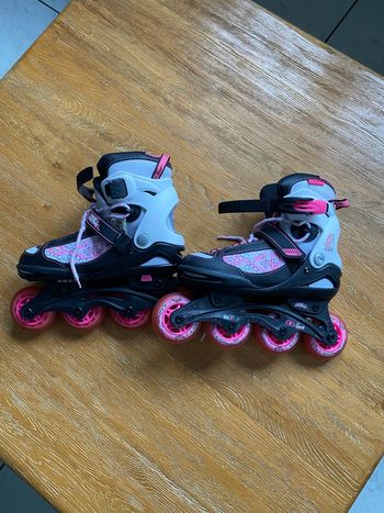 Rollers fille réglables 33-36 évolutifs roses et blancs