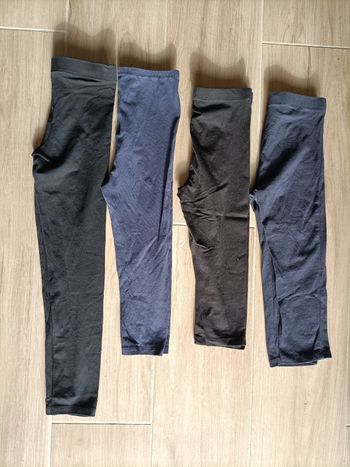 Lot 4 leggings 8 ans fille 1 long 3/4 noir bleu marine Gémo Orchestra TBE