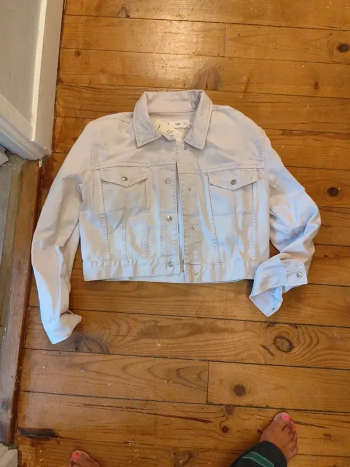 Veste en jean Mango parme clair S neuves poches - photo numéro 4