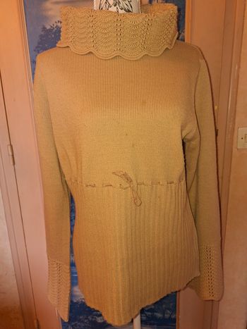 Pull Camel à Col Festonné & Détails Crochet - T. 42/44