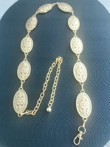Ceinture Métal femme ovales fleurs dorées