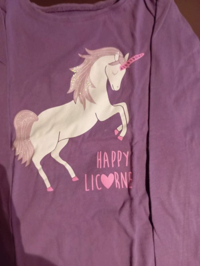 Pull manche longue mauve licorne In Extenso 6 ans - photo numéro 2