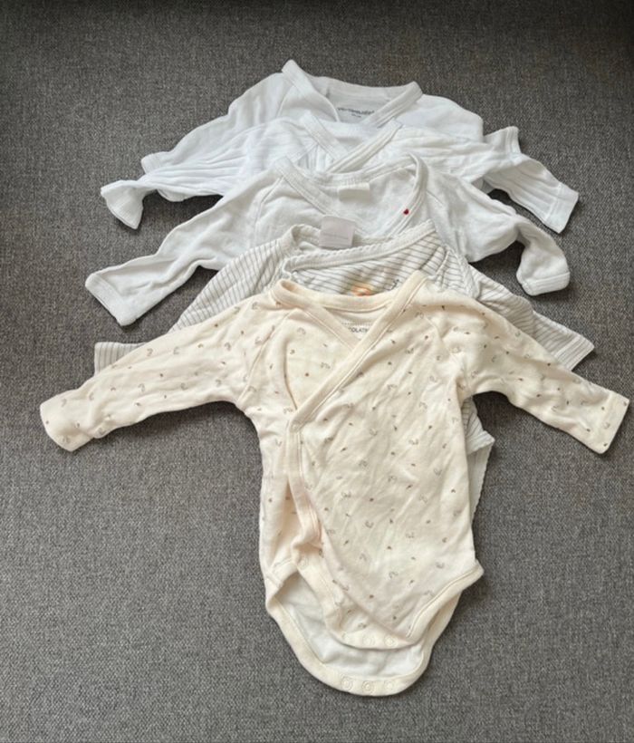 Lot de 6 bodies manches longues 1 mois