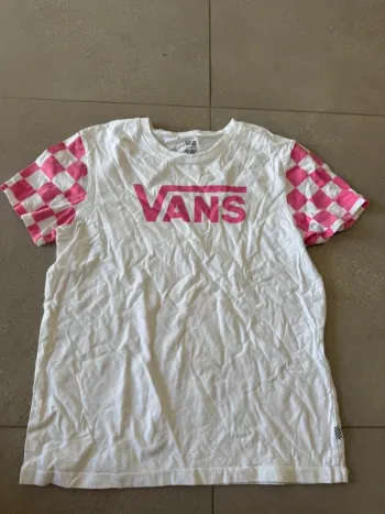 T-shirt blanc et rose Vans pour  , taille S, très bon état