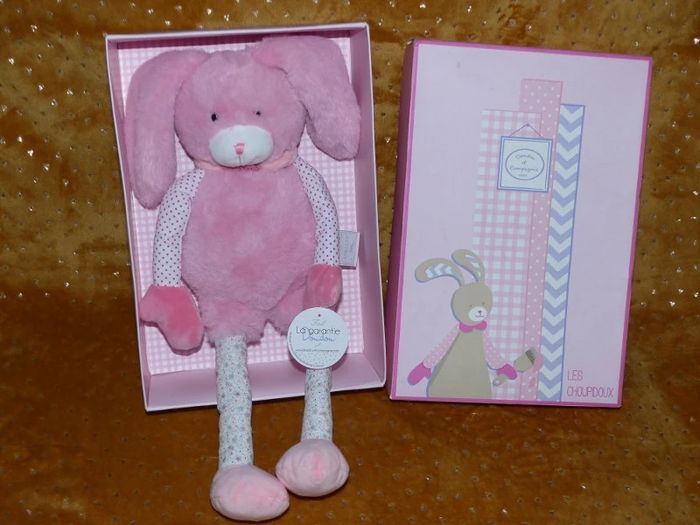 Doudou lapin choupidoux rose GM, doudou et compagnie NEUF - photo numéro 2