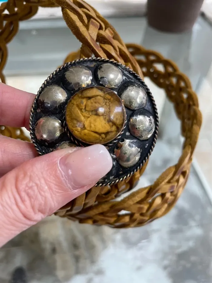 Ceinture cuir moutarde ajustable-taille unique - photo numéro 6