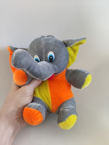 Peluche elephant multicolore vintage 80'  18 cm