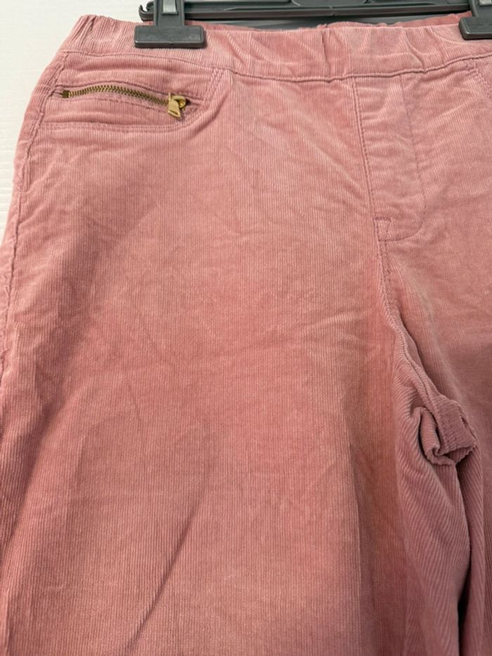 Pantalon en velours rose clair à fermeture éclairs sur les poches - photo numéro 2