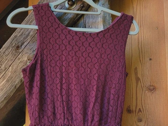 IKKS robe en dentelle bordeaux, XS 12/14 ans, sans manches - photo numéro 7