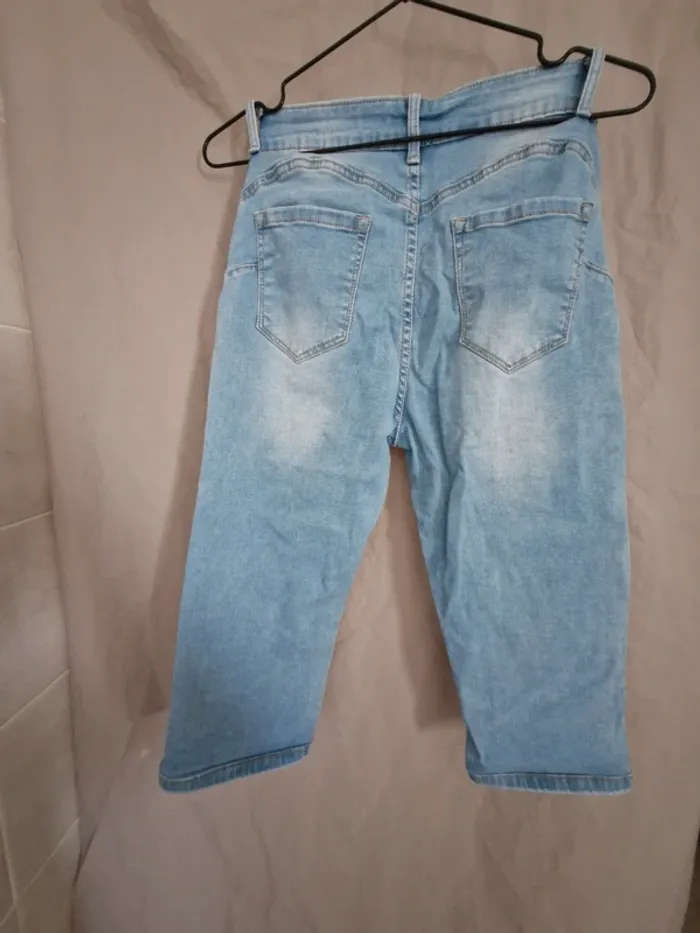 Pantacourt jean bleu femme 38 - photo numéro 6